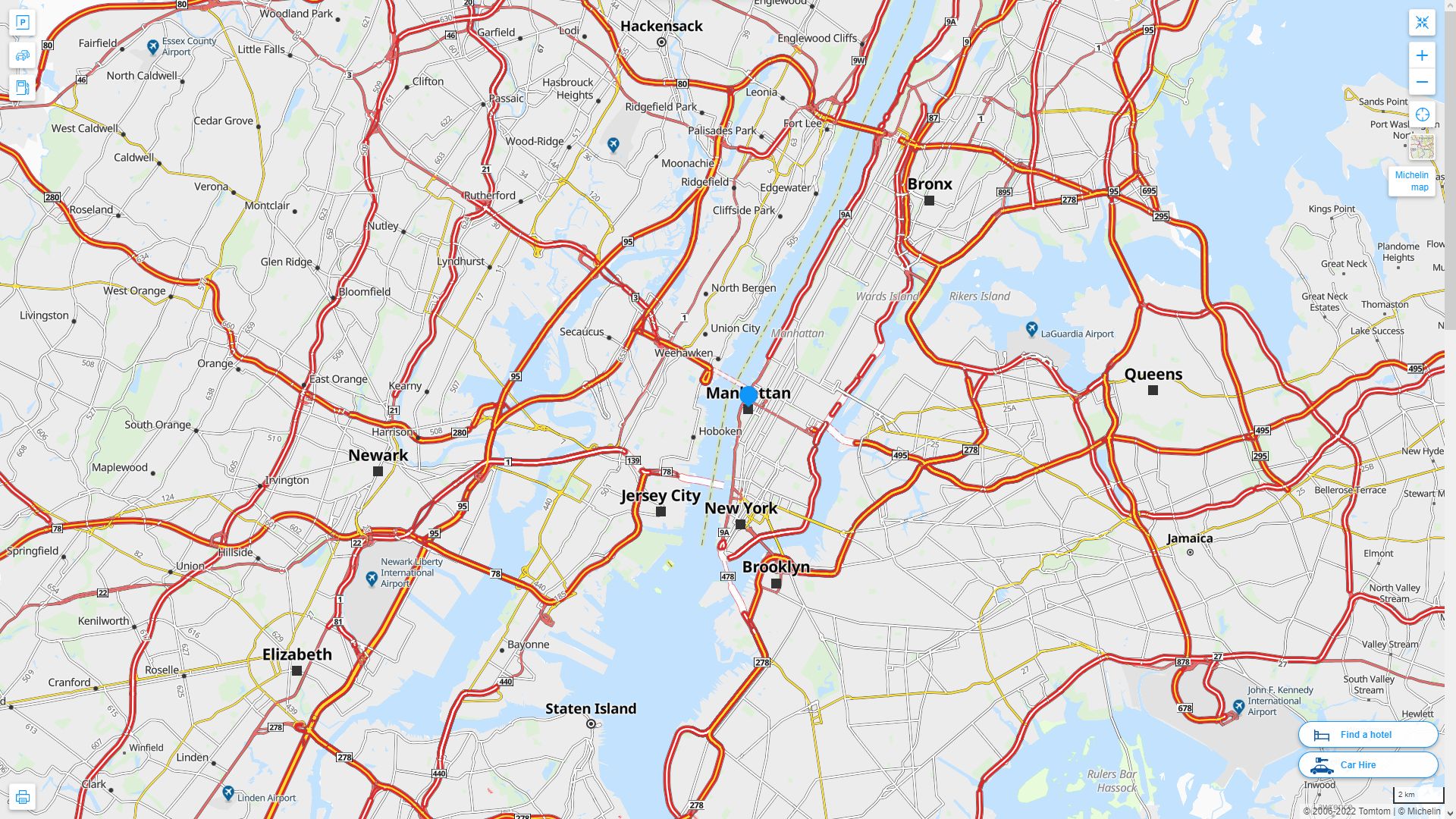 Manhattan New York Highway and Road Map
